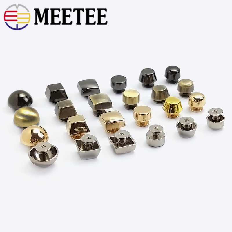 20pcs Meetee Rivets Nails for Bag Hardware Handbag Decorative Studs Button Nail Metal Buckles Clasp Snap Hook DIY Leather Craft