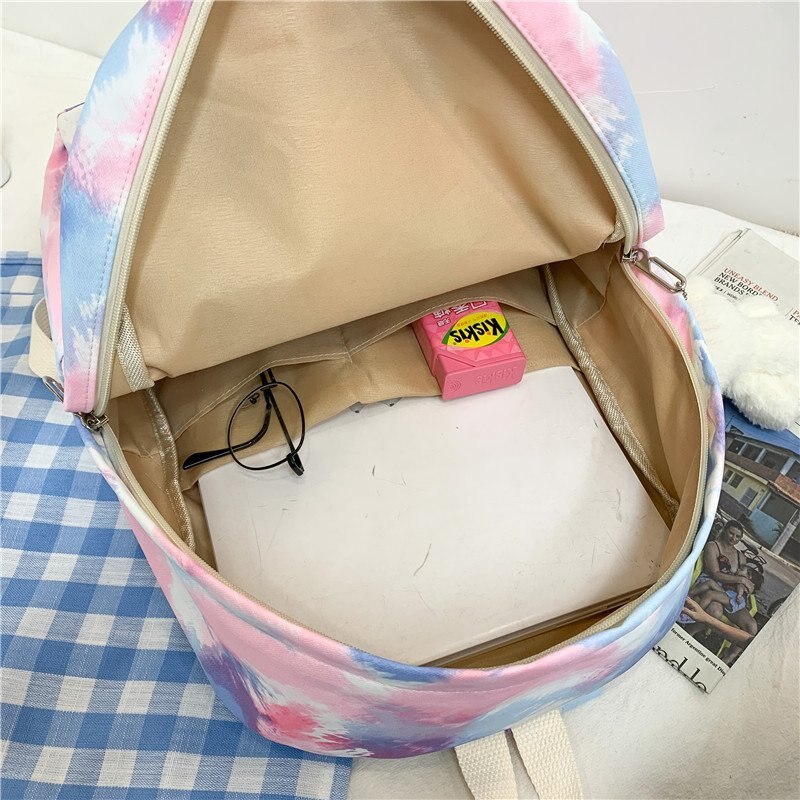 binden-Farbstoff Farben Studenten Rucksack Frauen Preppy Schule Tasche Nylon Wasserdichte Campus Stil Rucksack Weiblichen Reise Rucksäcke Damen