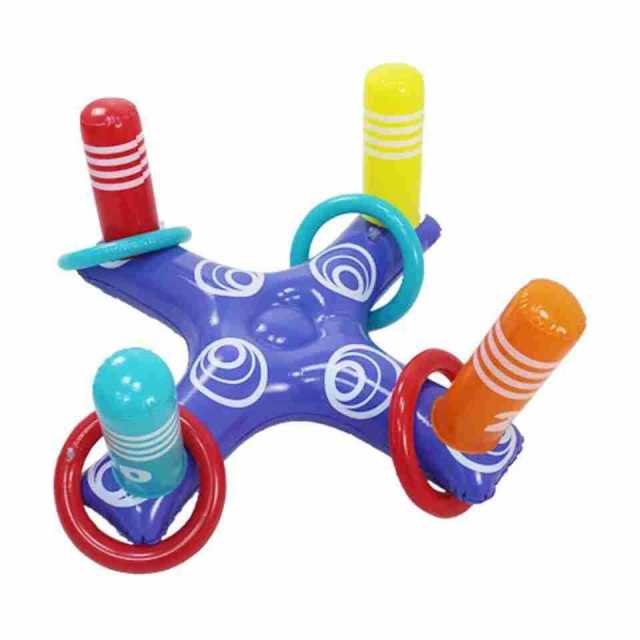 Opblaasbare Ring Toss Pool Spel Speelgoed Met 4 Ringen Opblaasbare Gooien Beentje Kids Outdoor Zwembad Strand Zomer Water Zwemmen Speelgoed: Default Title