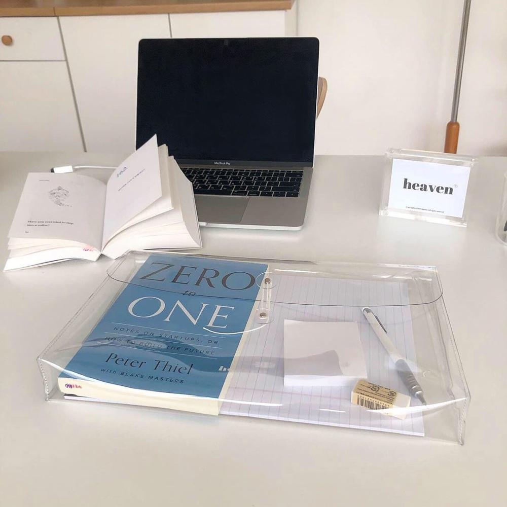 Sharkbang Multifunctional Thickened Transparent PVC Winding Storage Bag File Folder Desk Document Bag Makeup Organizer Bag 16CM