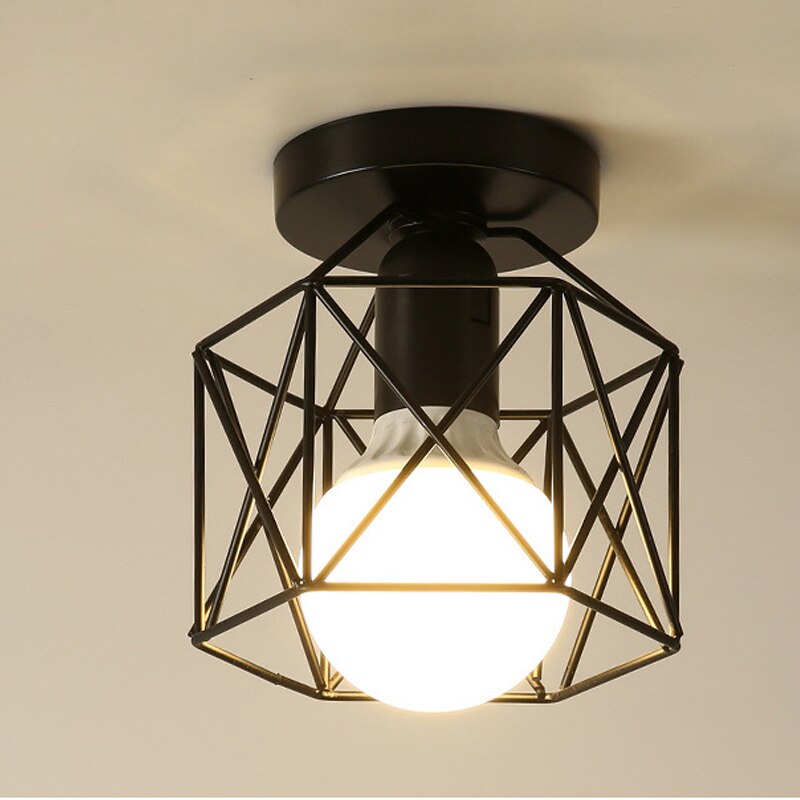 retro taklampe årgang taklampe koselig innredning til soverom korridor spisestue svart hems 110v 220v e27 stikkontakt: I pære dekker ikke