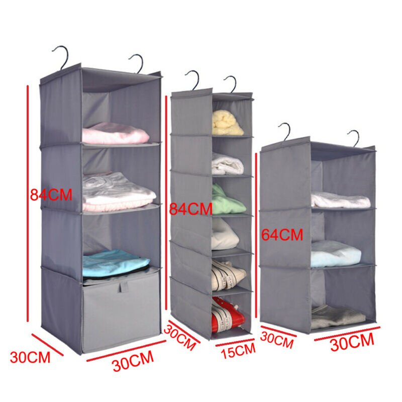 Hanging Wardrobe Organizer Storage Bag Closet Shelf Cloth Hanger Rack Container