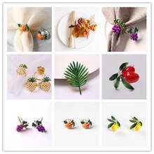 Lemon Grape Pumpkin Green Leaf Fruit Napkin Buckle Napkin Ring Wedding Napkin Buckle Dinner Party Wedding Hotel Home Decor