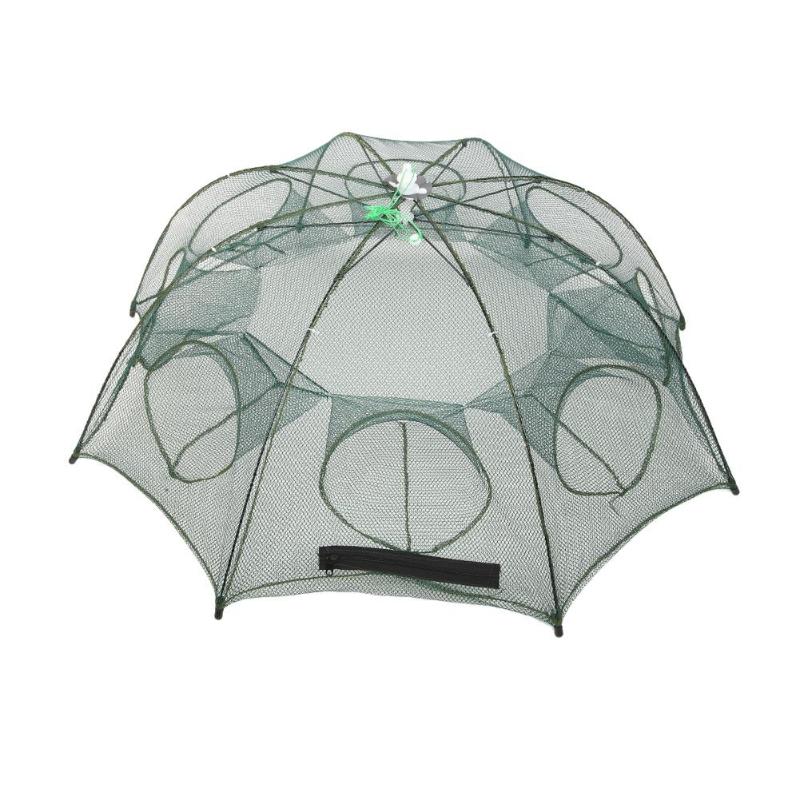 Folding Portable Automatic Fishing Net Fish Minnow Shrimp Crab MeshFoldable Crab Fish Trap Cast Net Cast Folding Fishing Trap: 8 holes