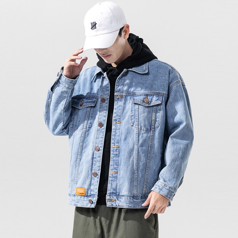 Plus Size M-5XL Classic Men's Denim Jacket Autumn Simple Jacket Stretch Locomotive Hip Hop Casual Jacket Trend Denim Jacket