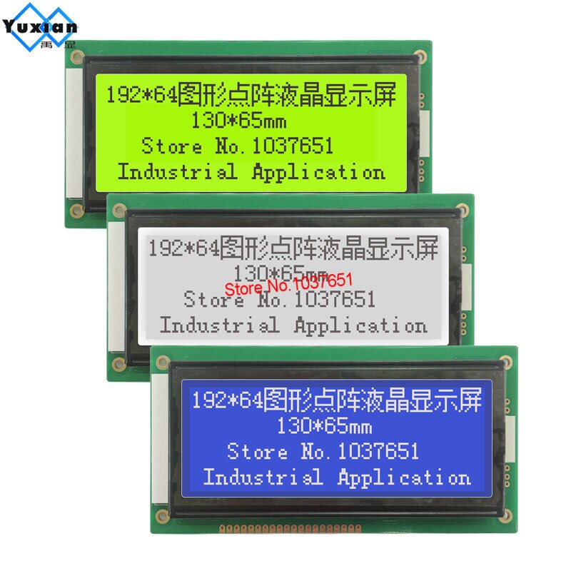 192*64 19264 panel de pantalla LCD STN verde de luz de fondo led 130*65mm 5v S6B0108 LM19264K LCM19264B