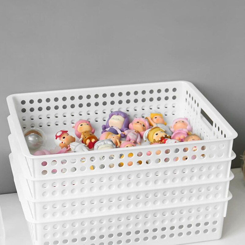 Plastic Storage Basket File Tray Tabletop A4 Document Magazine Organizer with Handles for Home Office Pantry Bedroom