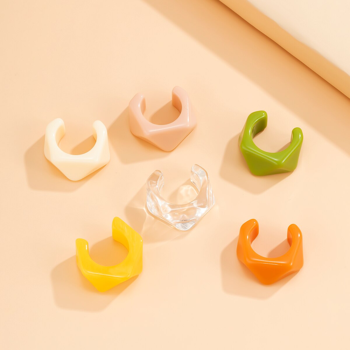 Gennemsigtig akryl geometriske åbne ringe regnbue farverige harpiks kno finger ringe til kvinder piger smykke fest