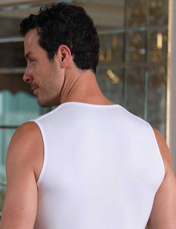 White V-Neck Sleeveless Male Undershirt ME078