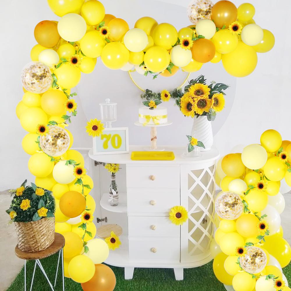 Qifu Zonnebloem Ballon Garland Arch Kit Gele Ballonnen Latex Ballon Verjaardagsfeestje Decoraties Kids Baby Shower Decor Ballonnen