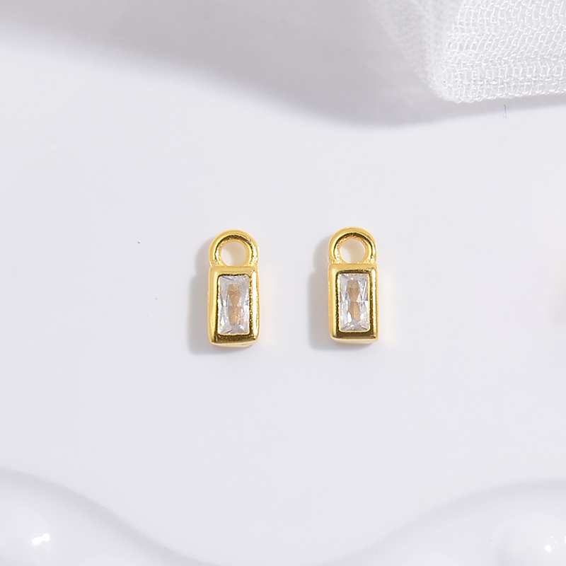 2 uds S925 ojos de plata esterlina Ellispe corazón pequeños dijes DIY collar pendientes para fabricación de joyería accesorios al por mayor SD12: Color oro puro