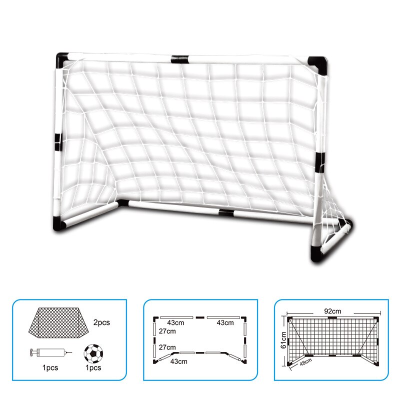 2 sets doe-het-zelf kindersport voetbaldoelen met voetbal en pomp oefenwedstrijd voetbalpoort doe-het-zelf wit voor kinderen