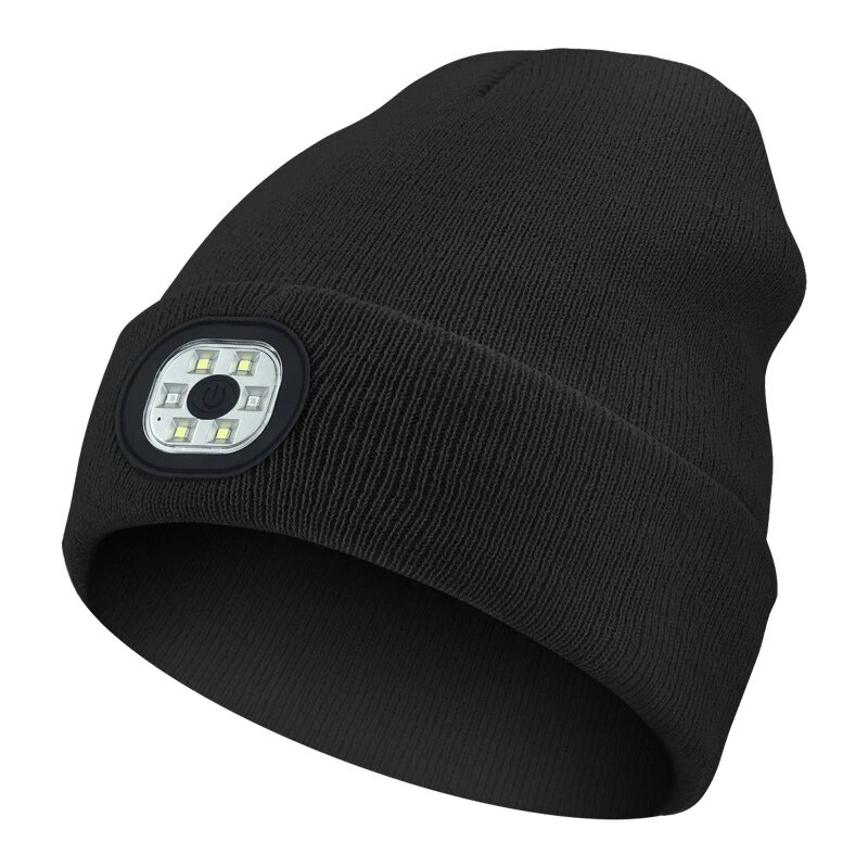 Led Light Hat Rechargeable Cap Flashlight Cap Led Knit Hat Warm Flashlight Hunting Camping Jogging Fishing Cycling: Default Title