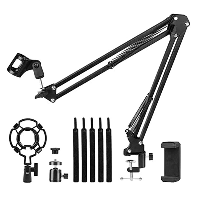 Microphone Stand,Hanging Mic Stand With Phone Clip For Blue Snowman,Snowball,With 1/4 Ball Head,For Camera,Mic,Etc