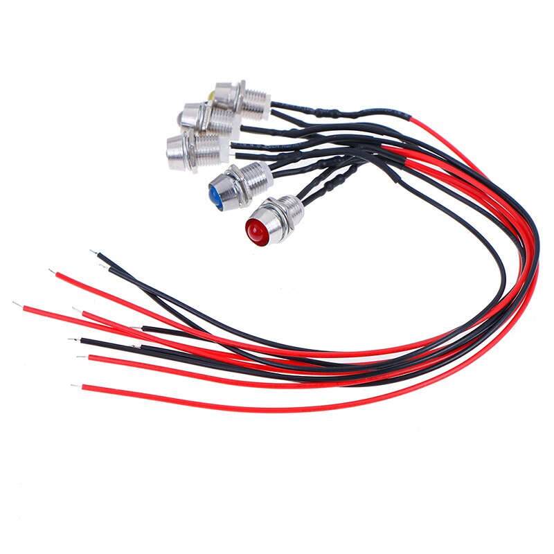 1 Uds 8mm 23cm indicador LED de Metal piloto Dash luz 12V lámpara de coche camión indicador luces Accesorios