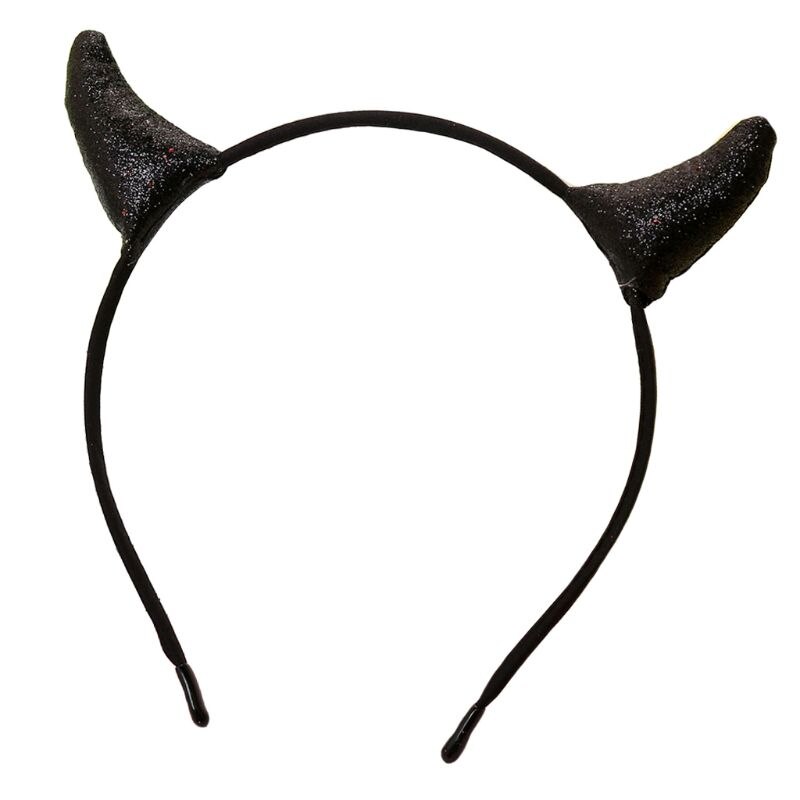 Kvinner jente halloween pannebånd glitter paljetter djevelen horn cosplay fest hår bøyle axyd: Bk