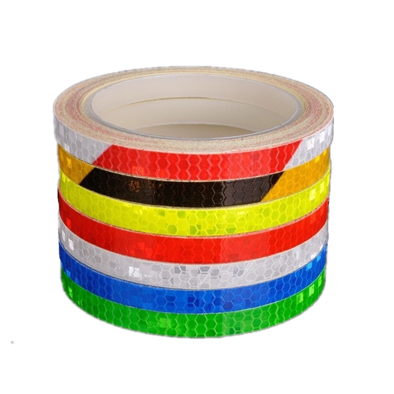 Pegatinas reflectantes para bicicleta, cinta fluorescente de 1cm x 8m, tiras de advertencia de seguridad, cintas de ciclismo para casco de bicicleta, motocicleta y Scooter