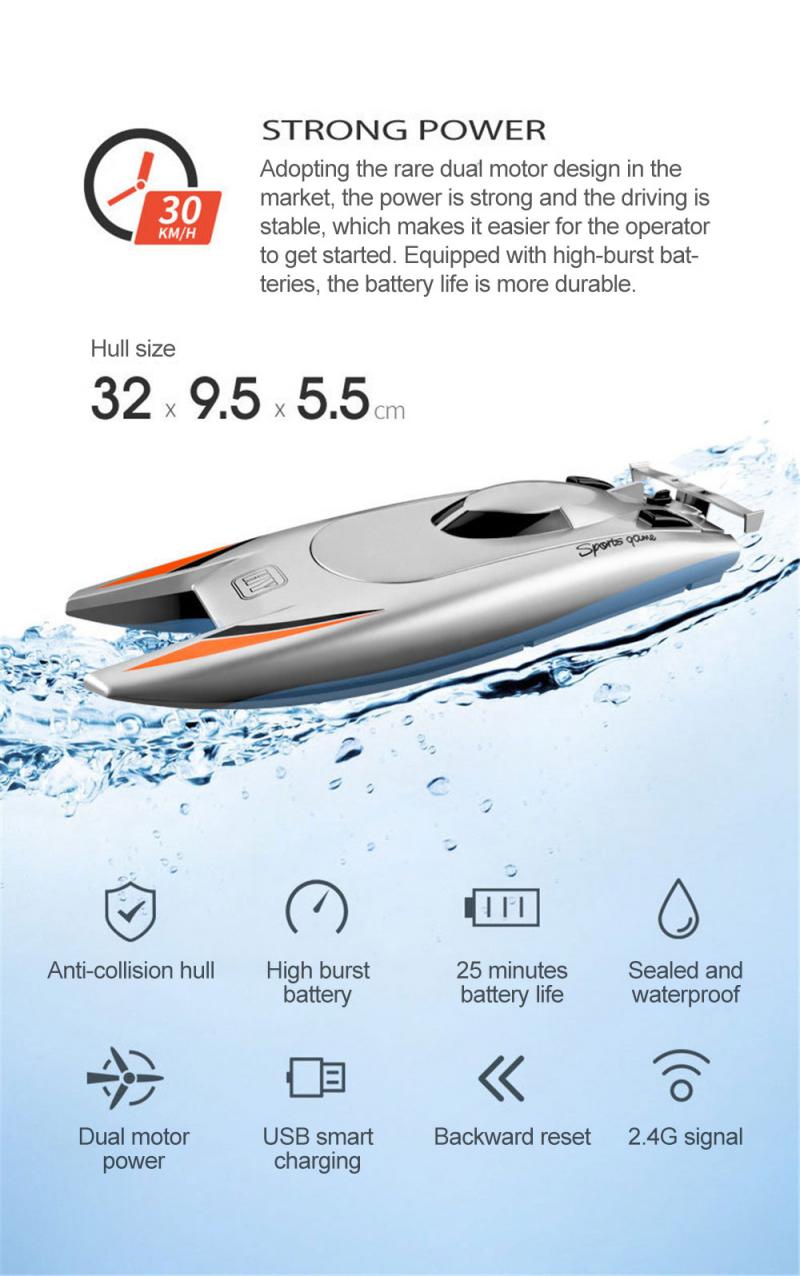 Kids RC Electric Boat High Speed Performance Remote Control Children Toy WW