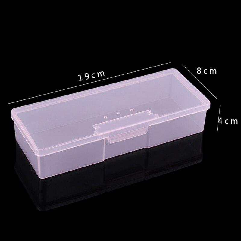 Gennemsigtig negle manicure plast værktøj opbevaringsboks negle priktegning tegning penne buffer slibning filer organisator sag beholder boks: Lyserød