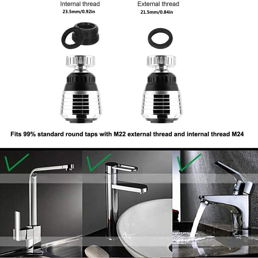 Grifo de ahorro de agua para cocina, difusor de aireador giratorio de ahorro de 360 grados, adaptador de filtro de boquilla de grifo para cocina y baño, 1 unidad