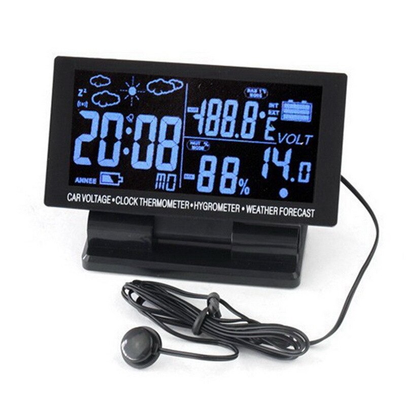 Auto Thermometer Elektronische Klok Voltmeter Elektronische Meter Hygrometer Met Weersverwachting Functie