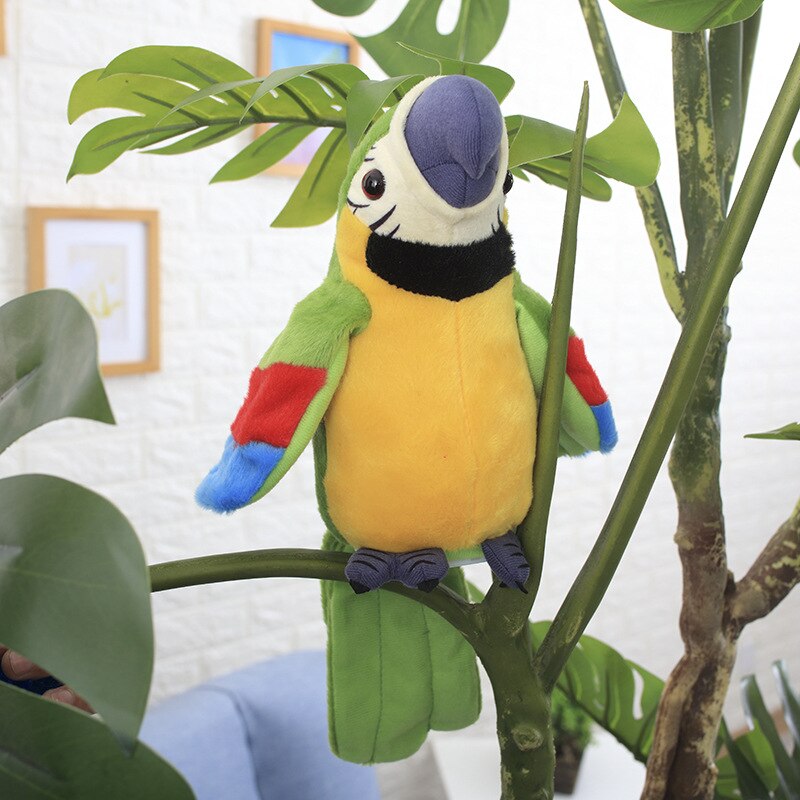 Jouet en peluche perroquet parlant électrique mignon, enregistrement répétitions, ailes ondulées, oiseau électronique en peluche, pour enfants