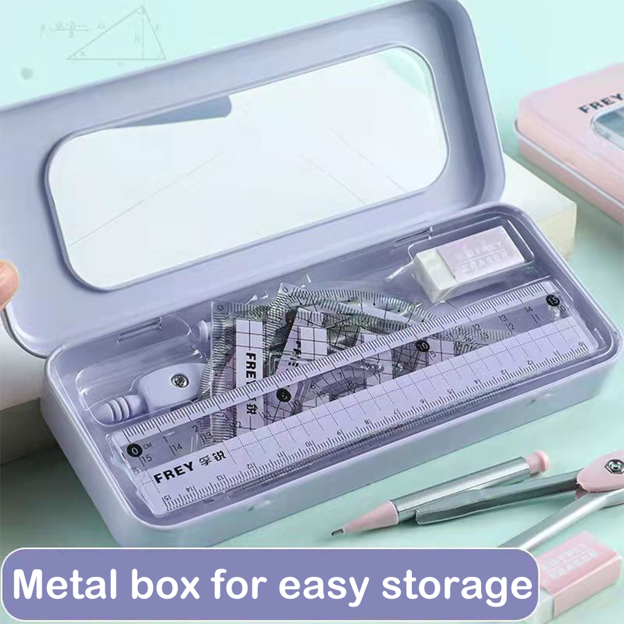 7 Pcs/Set Mathematical Rulers Set Multi-function Compass Ruler Drawing Tools School Supplies Students Stationery