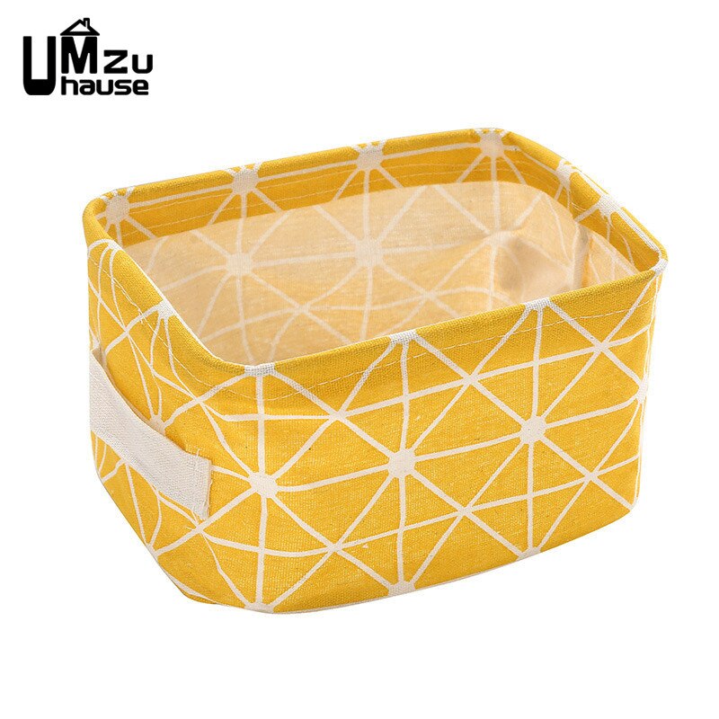 Katoen Linnen Dozen Cosmetische Make Organisatoren Flamingo Eenvoudige Magazijnbakken Home Office Organisatie Meisjes Bureau Tafel Fold Case: Yellow