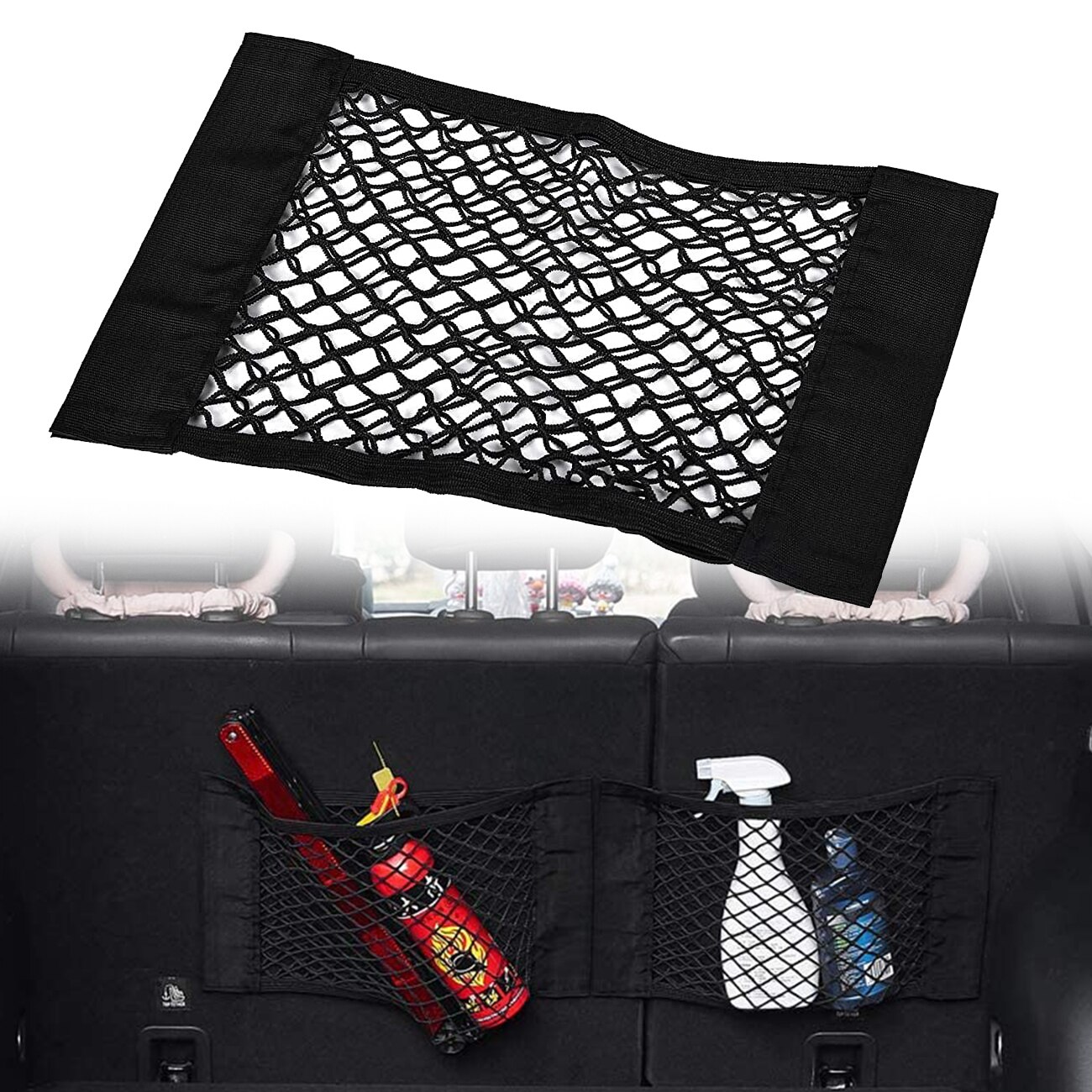 Rete Portaoggetti HAKACC Per Auto/furgone Con Velcro, 2 Pezzi, 40x25 Cm, Per Bottiglie E Spesa
