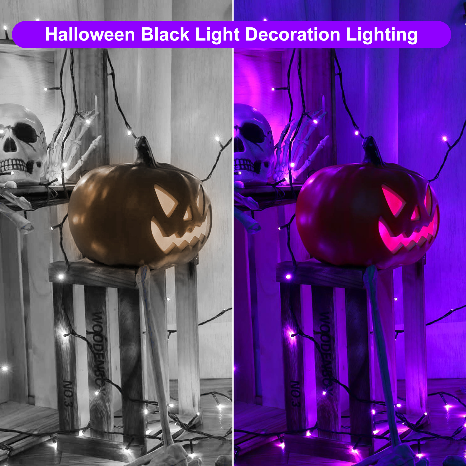 1/2 stk. led uv-svartlys arbeidslys scene-svartlys ultrafiolett flomlys til halloween, jul, dans, dj, diskotekfest
