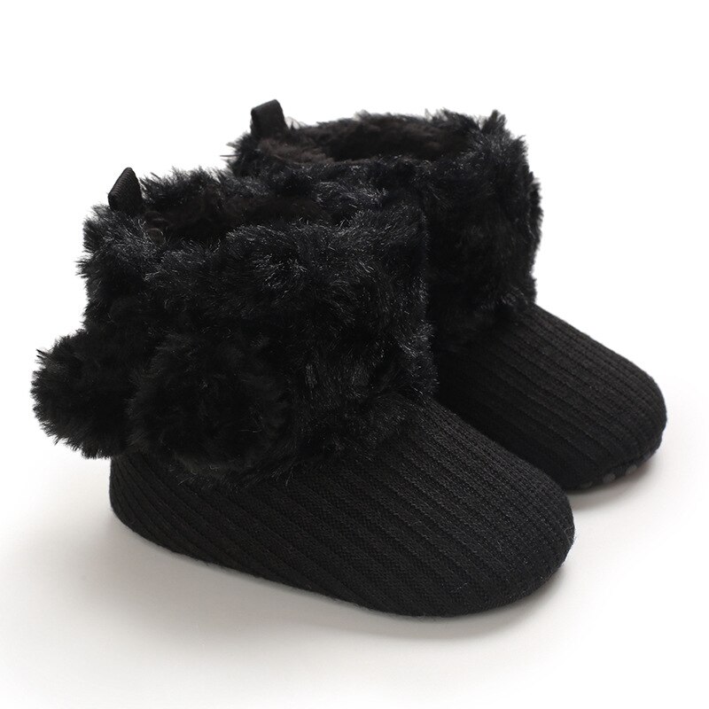 Baby Eerst Wandelaars Baby Peuter Winter Warme Zachte Gebreide Pluche Laarzen Meisje Jongen Sneeuw Laarsjes Crib Warme Schoenen 0-18M: Black / 13-18 months
