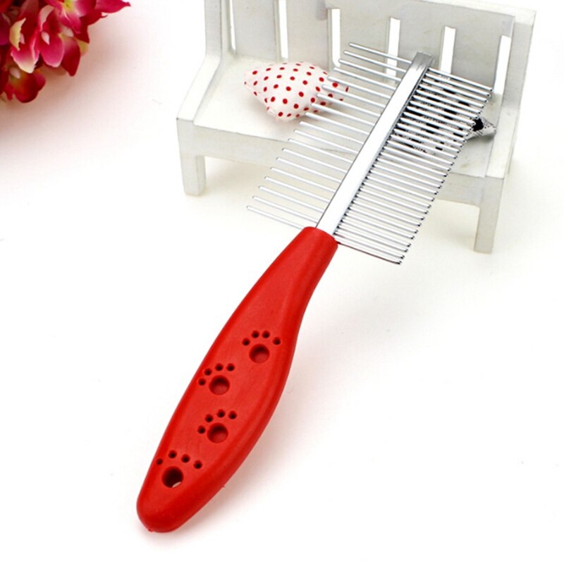 Double Row Pets Comb Dogs Cats Cosmetology Fine Wool Stainless Steel Plastic Handle Combs Cleaning Brushes Color Random: Default Title