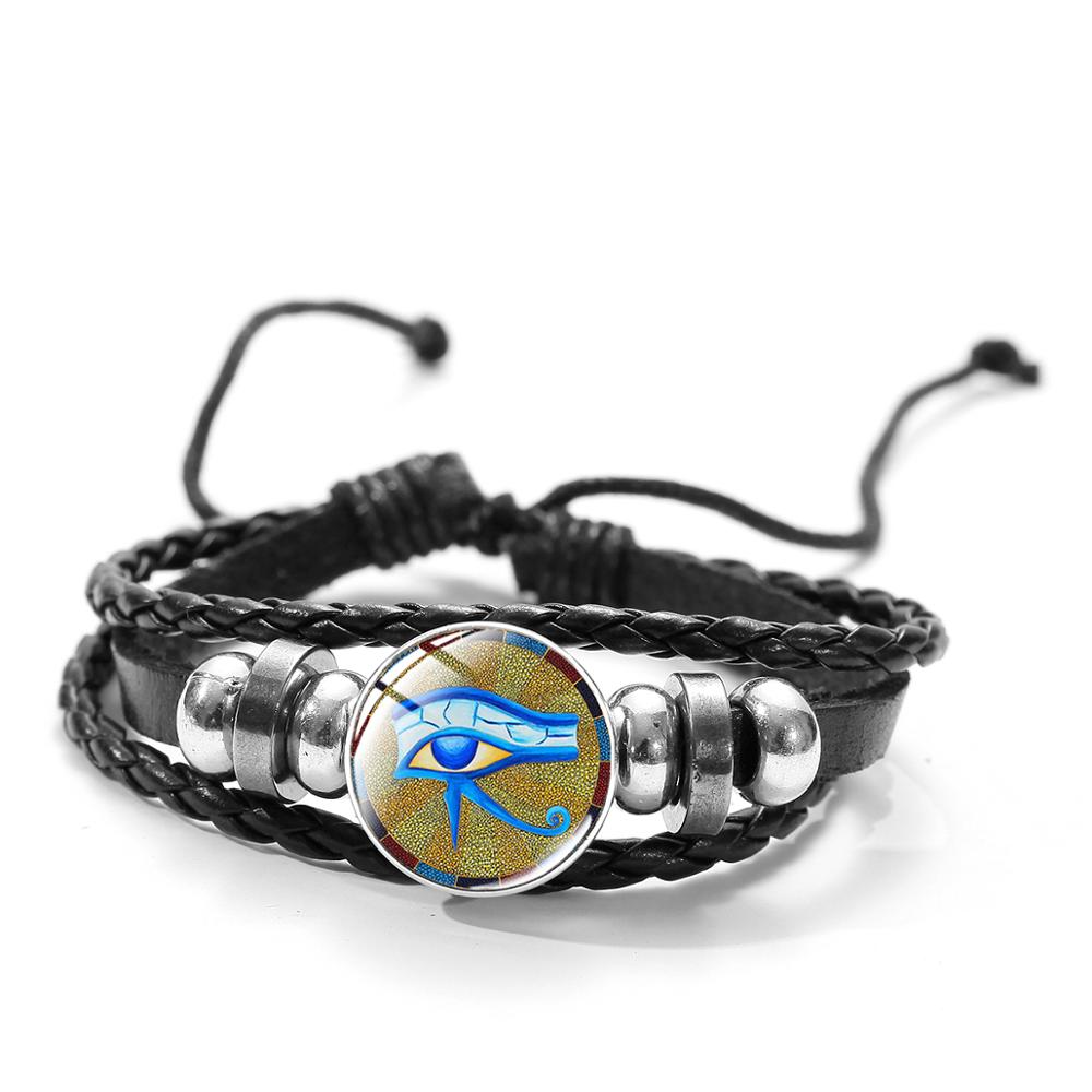 Vintage bransoletka oko horusa starożytny egipski Amulet Symbol szklany klejnot regulowane skórzane bransoletki dla Unisex: Style 4