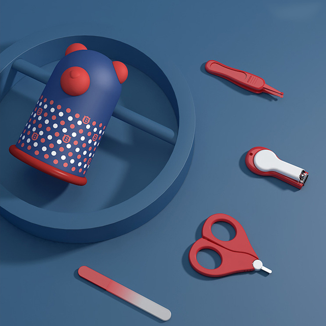 Baby Clippers Set 4 Stuks Baby Nail Care Set Pasgeborenen Vinger Trimmer Schaar Cartoon Dier Nagelknipper Baby Gezondheidszorg Kits: Blue