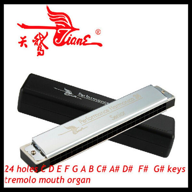 24 Holes Swan Harmonica Tremolo Harmonica Silver Armonica g C D E F G A B A# C# D# F# G# 24 Holes Swan Harmonica