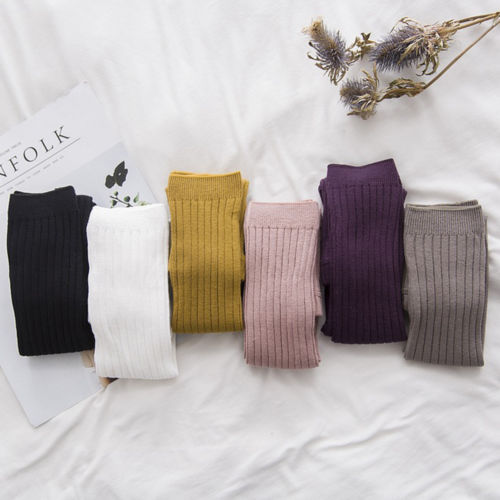 Meia-calça feminina para crianças, 0-5 anos, meias-calças longas de malha de algodão, cores caneladas e crochê, quentes para outono e inverno