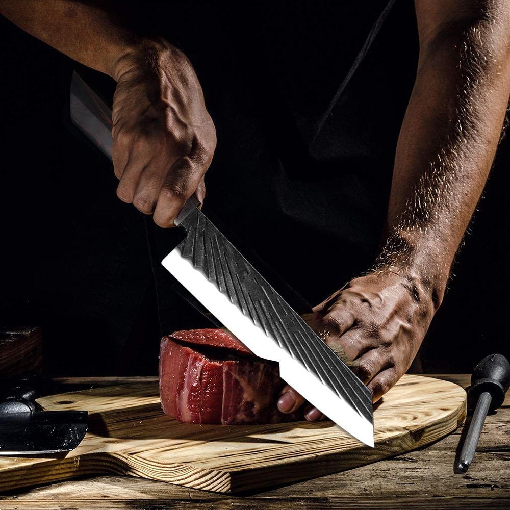 XITUO Chef Knife 440C Steel Handmade Forged Japanese Kitchen Knife Set Sharp Cleaver Kiritsuke Santoku Gyuto Knife Cooking Tools