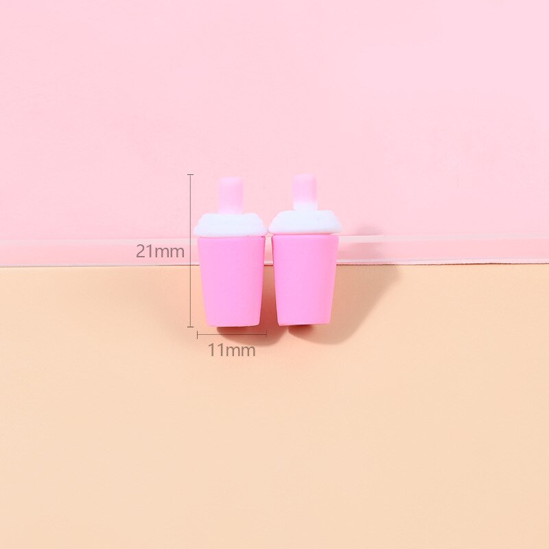 10 stück 3d -tassen-anhänger für schmuckherstellung, niedliche flaschenanhänger, aufnäihr, diy-ohrringe  c875 halsketten-accessoires, puppenhaus #39: Kein haken rosa