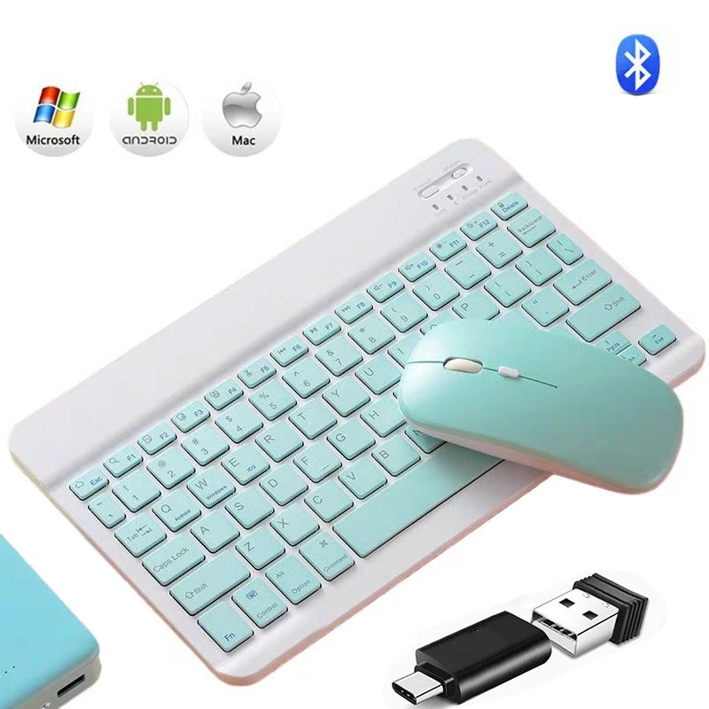 Oplaadbaar Bluetooth-compatibel toetsenbord Ultraslanke draadloze muistoetsenbordset voor Android Windows Tablet iPhone iPad