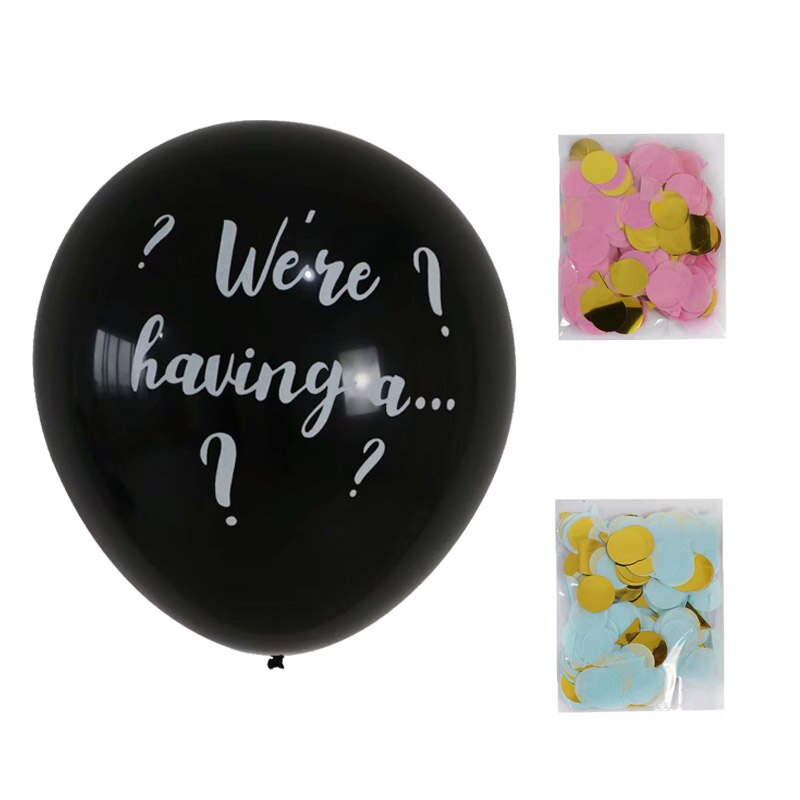 Stor 36 tommer sort køn afslører ballon dreng eller pige fødselsdagsfest latex balloner fødselsdagsfest børnefest indretning konfetti ballo: Myntegrøn