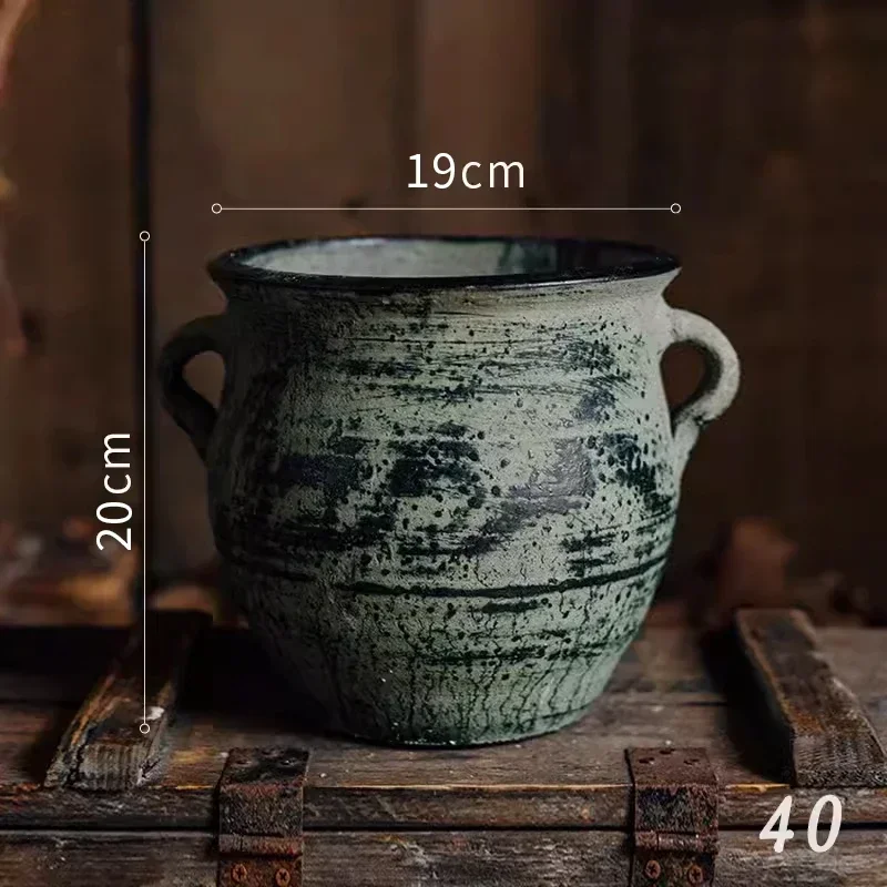 Maceteros antiguos de cerámica desgastada, jarrones de arcilla rústica para decoración de balcón, adornos prácticos de escritorio de oficina sin tiempo: Blanco