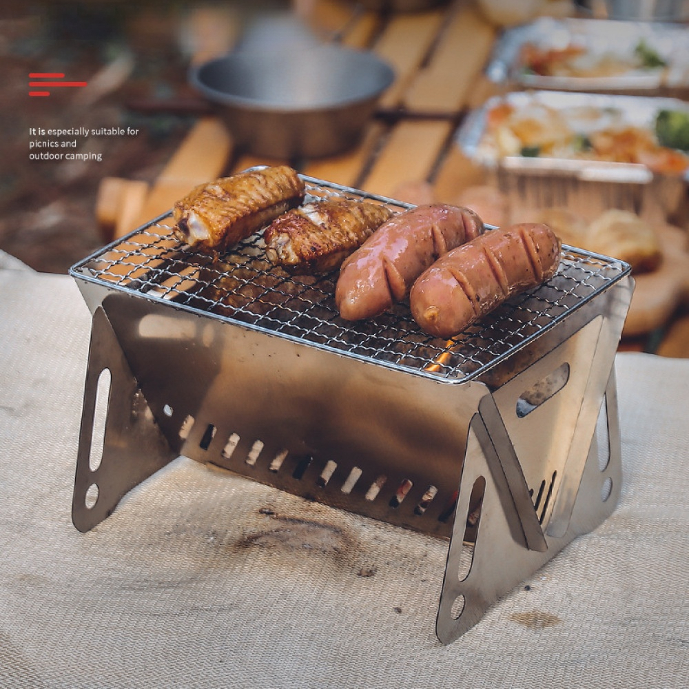Folding Mini Barbecue Oven Stainless Steel BBQ Grill.Household Outdoor Camping Barbecue Tools Charcoal Stove Detachable Stove