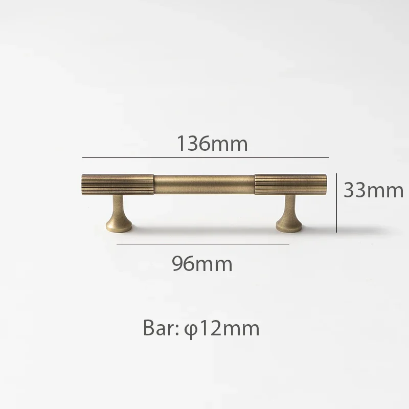 Manija y perilla de gabinete de bronce antiguo, perillas de cajón de latón macizo lineal, barra retro, herrajes para muebles de armario de cocina y dormitorio: Bronze