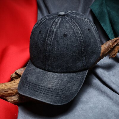 Mannen Denim Baseball Cap Effen Kleur Casual Jeans Hoed Vrouwen Blank Caps Pet De Baseball Hommes: Black