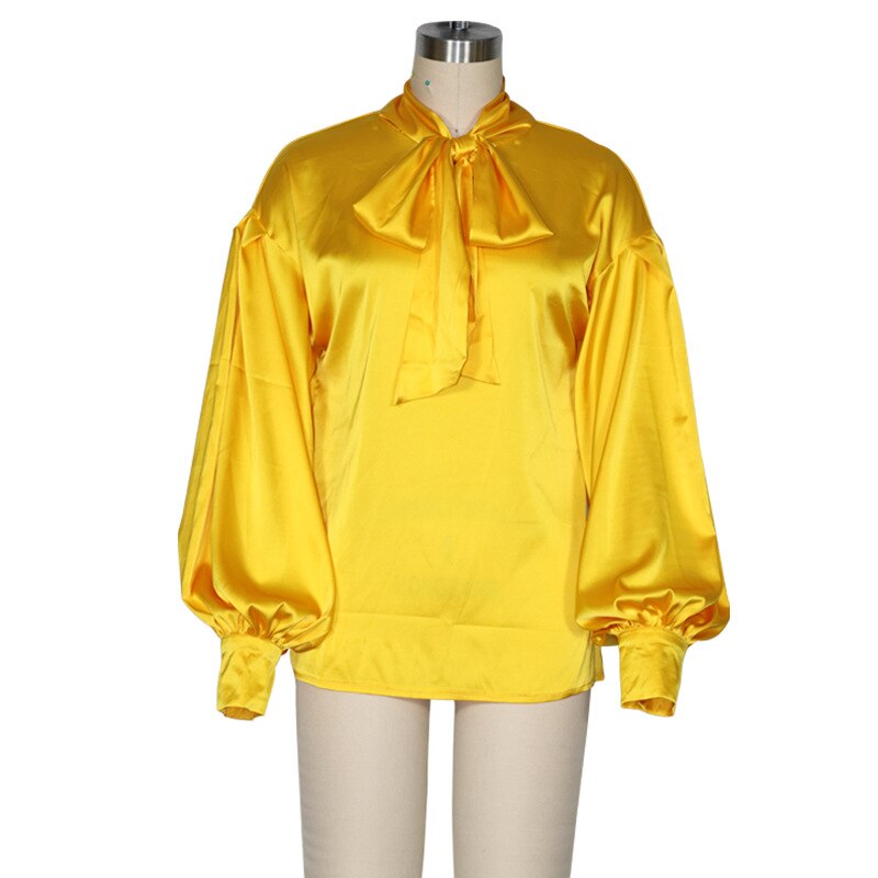 Damesblouses lange mouwen omslagkraag strik kantooroverhemd blouse shirt casual tops plus size blusas femininas