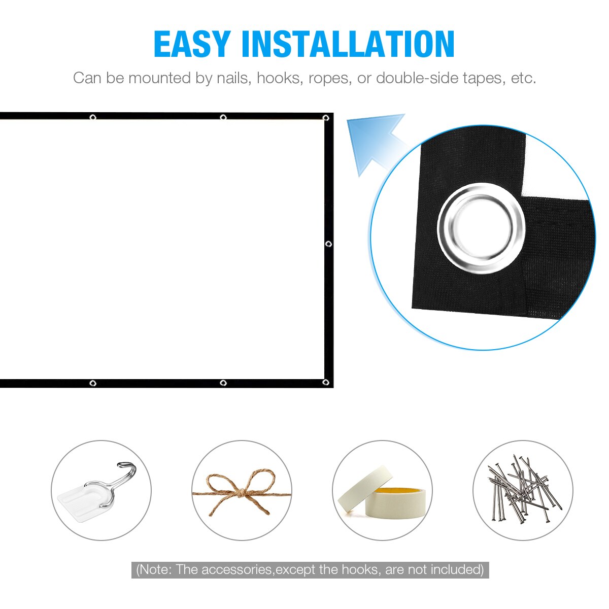 150inch 100inch 16:9 Projector Screen 4K HD TV Screen Folding Portable Soft Home Outdoor KTV Movie Projection Screen Roll UP