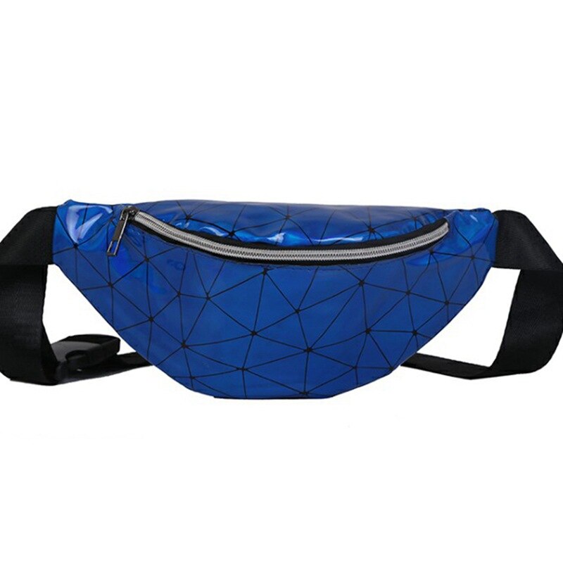 ZFF&WGM Holographic Fanny Pack For Women Ladies Hologram Waist Bag Black Geometric Waist Pack Leather Chest Bag Hip Pouch: 3