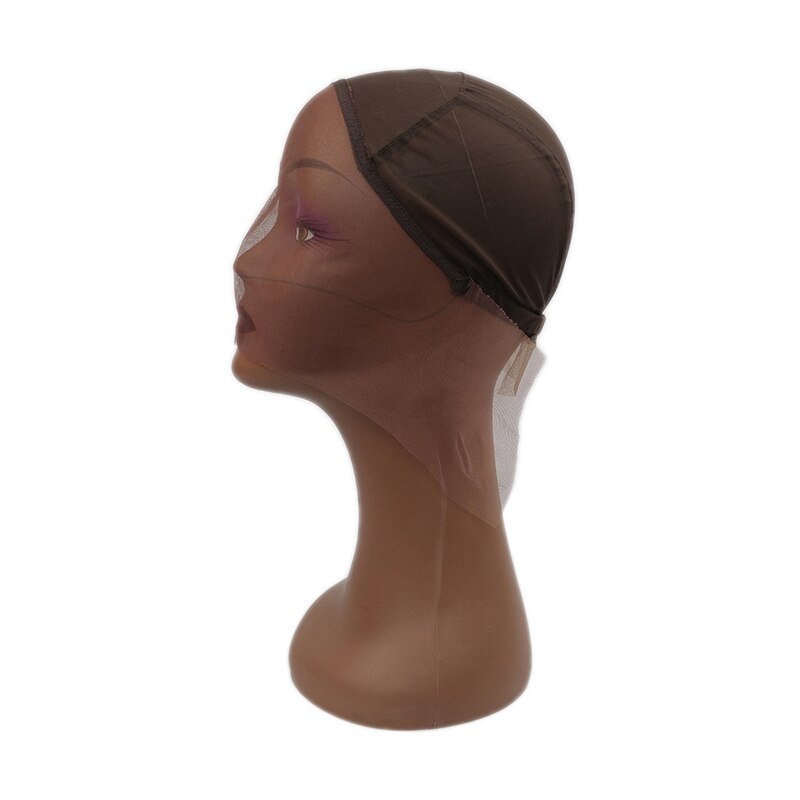 Pelucas frontales de encaje, gorras de malla transparente con correa ajustable, para hacer pelucas frontales, extensión de cabello sin pegamento, cierre suizo: Brown