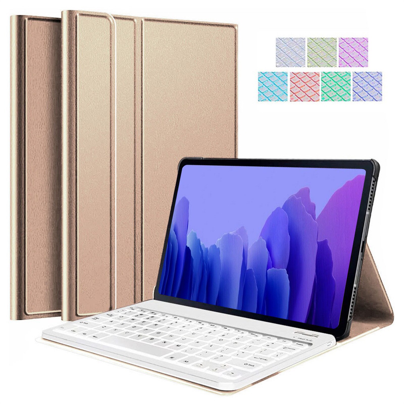 Zdejmowana podświetlana klawiatura Bluetooth pokrywa dla Samsung Galaxy Tab A7 10.4 2020 odporna na wstrząsy Tablet pokrywa ochronna akcesoria: GD