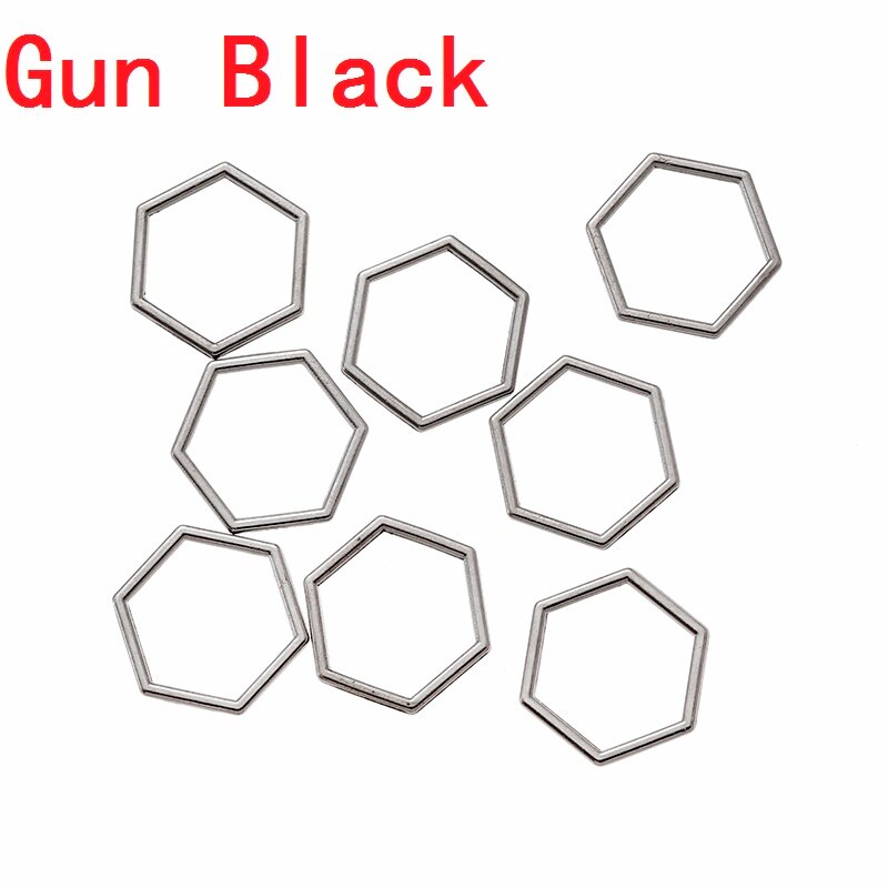Yuenz 10Pcs 7 Kleur Mini Hexagon Charm Hollow Lijm Blank Hanger Lade Bezel Charms Diy Armband Ketting Handgemaakte Bezel mold: Black Gun Plated